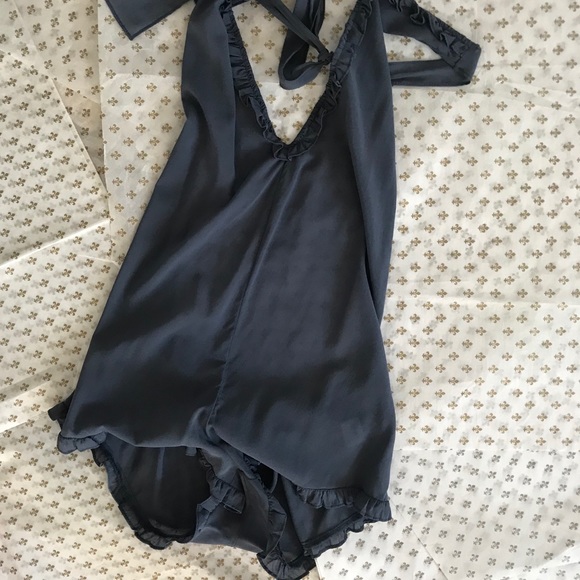 zinke matte blue halter romper with ruffles - Picture 2 of 2
